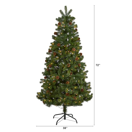 6ft. Pre-Lit Rocky Mountain Spruce & Pinecone Artificial Christmas Tree, Clear LED Lights